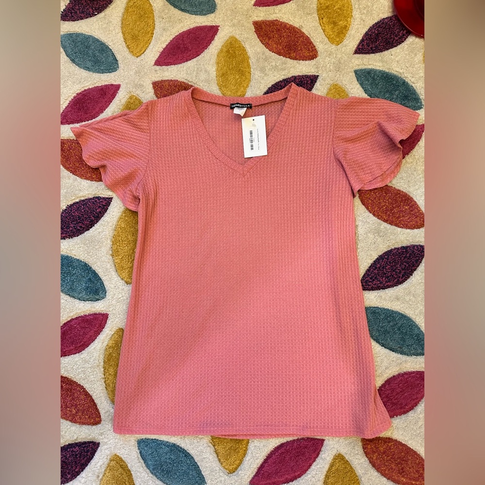 Pink Ruffle Sleeve Top Heimish USA Brand BNWT